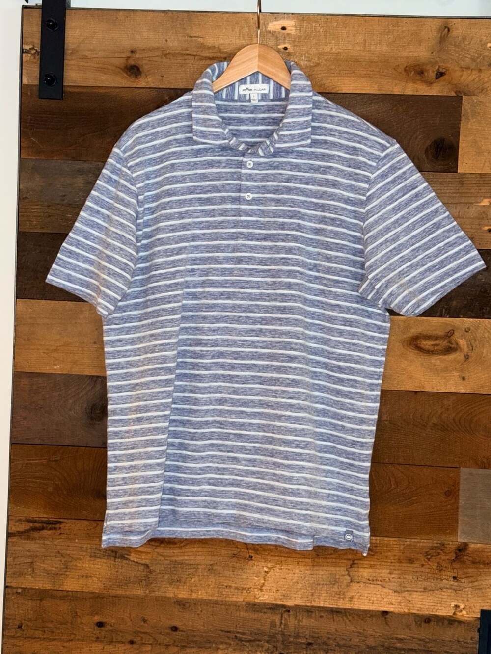 Peter Millar Crown Comfort Soft L Blue Striped Polo Shirt 0555